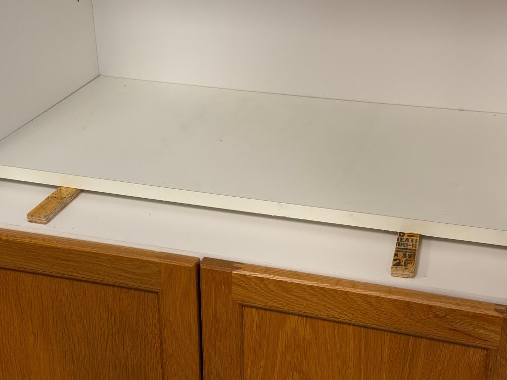 OAK AND LAMINATE COMPOSITE STORAGE CABINET / WARDROBE - 7