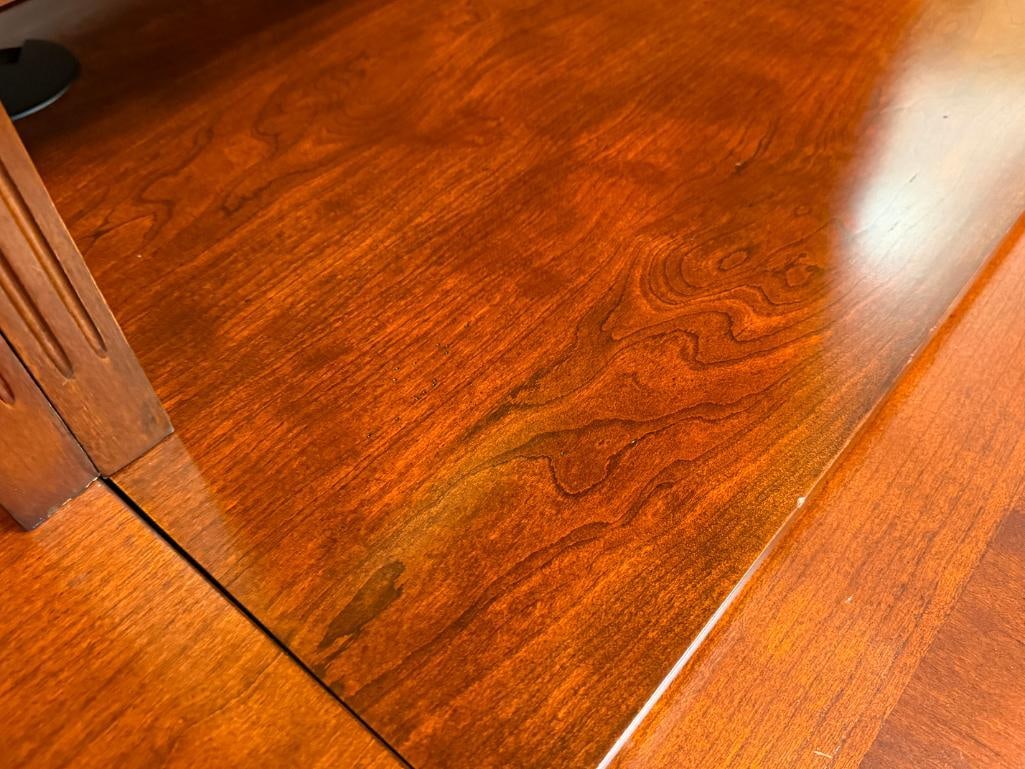 GOLDEN OAK L-SHAPE DESK WITH HUTCH IN CHERRY FINISH - 11