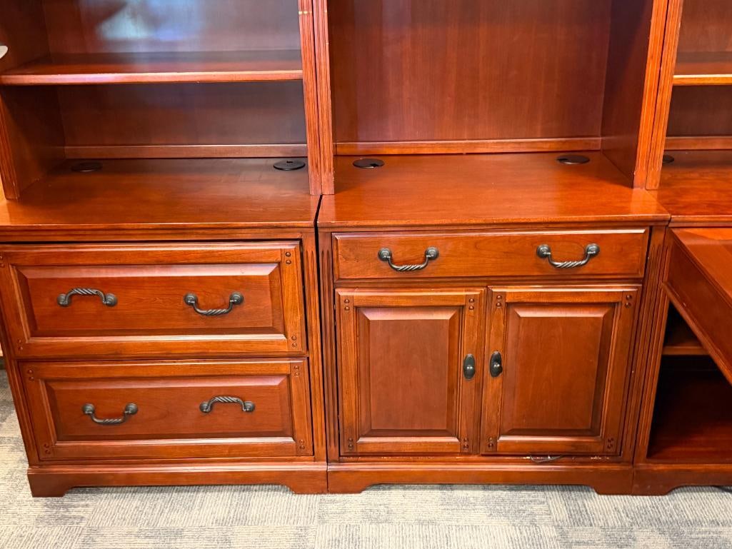 GOLDEN OAK L-SHAPE DESK WITH HUTCH IN CHERRY FINISH - 5