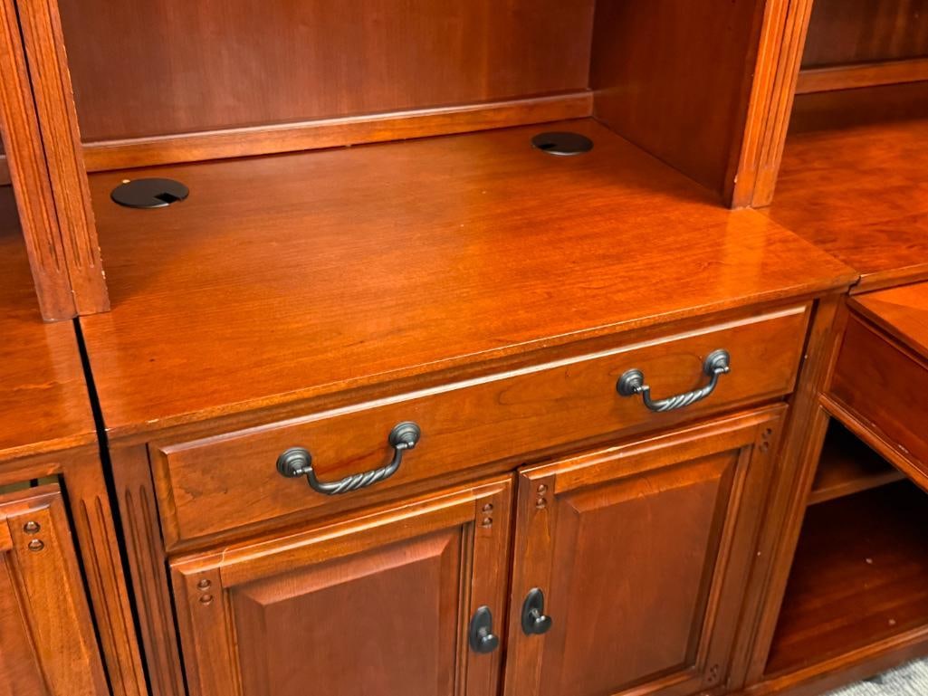 GOLDEN OAK L-SHAPE DESK WITH HUTCH IN CHERRY FINISH - 6
