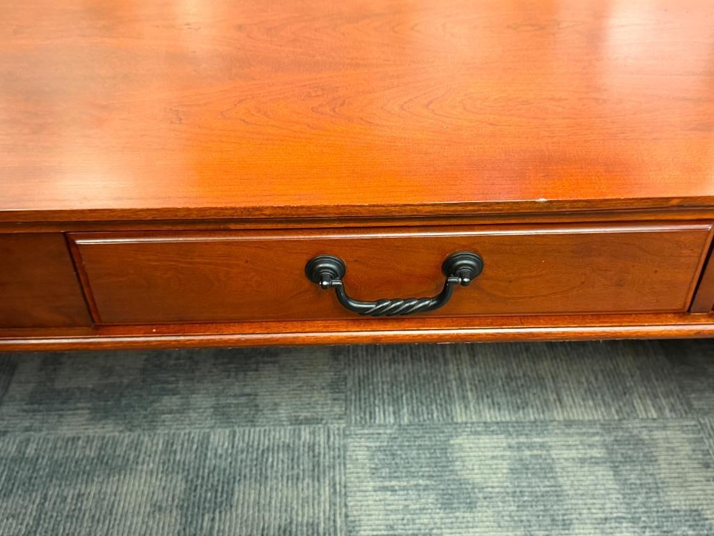 GOLDEN OAK L-SHAPE DESK WITH HUTCH IN CHERRY FINISH - 7