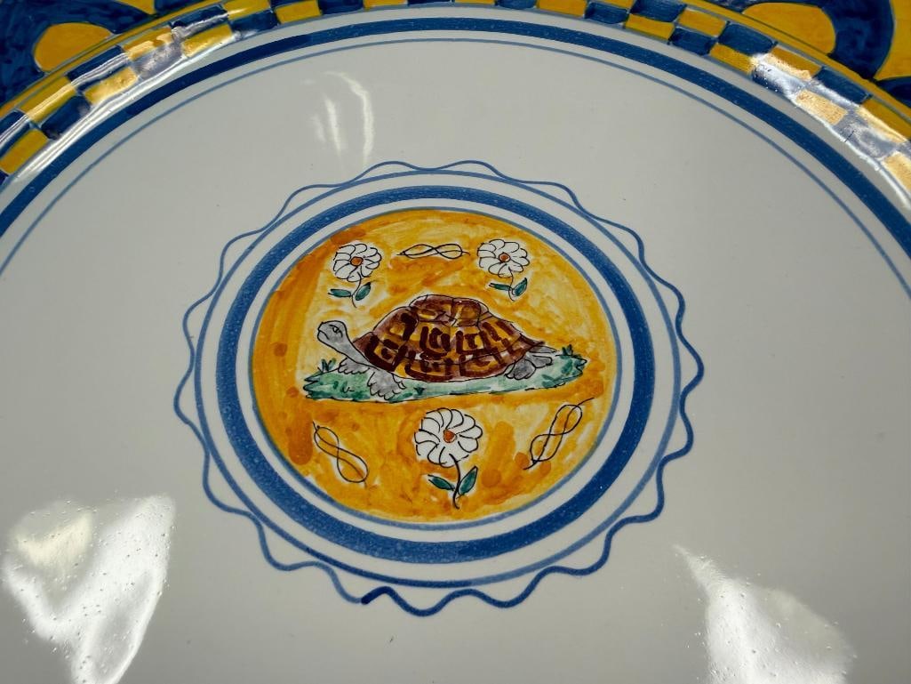 ITALIAN MADE HAND PAINTED TARTUCA TURTLE DESIGN PALIO DI SIENA MAJOLICA PLATE - 3