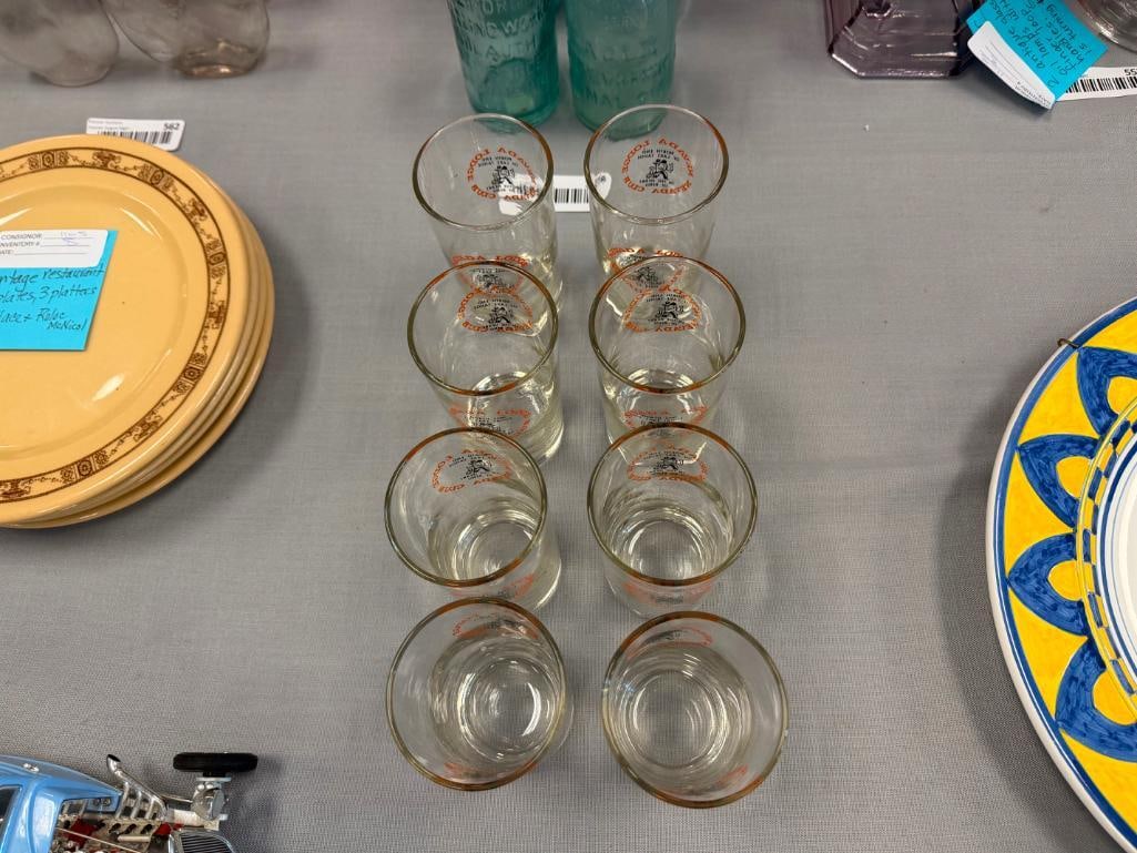EIGHT VINTAGE NEVADA CLUB AND LODGE BAR GLASSES " NORTH END OF LAKE TAHOE IN THE HEART OF RENO " - 10