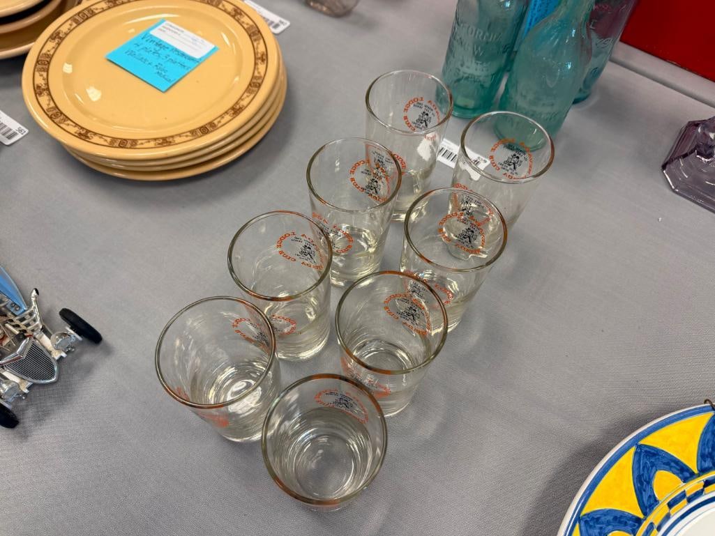 EIGHT VINTAGE NEVADA CLUB AND LODGE BAR GLASSES " NORTH END OF LAKE TAHOE IN THE HEART OF RENO " - 11