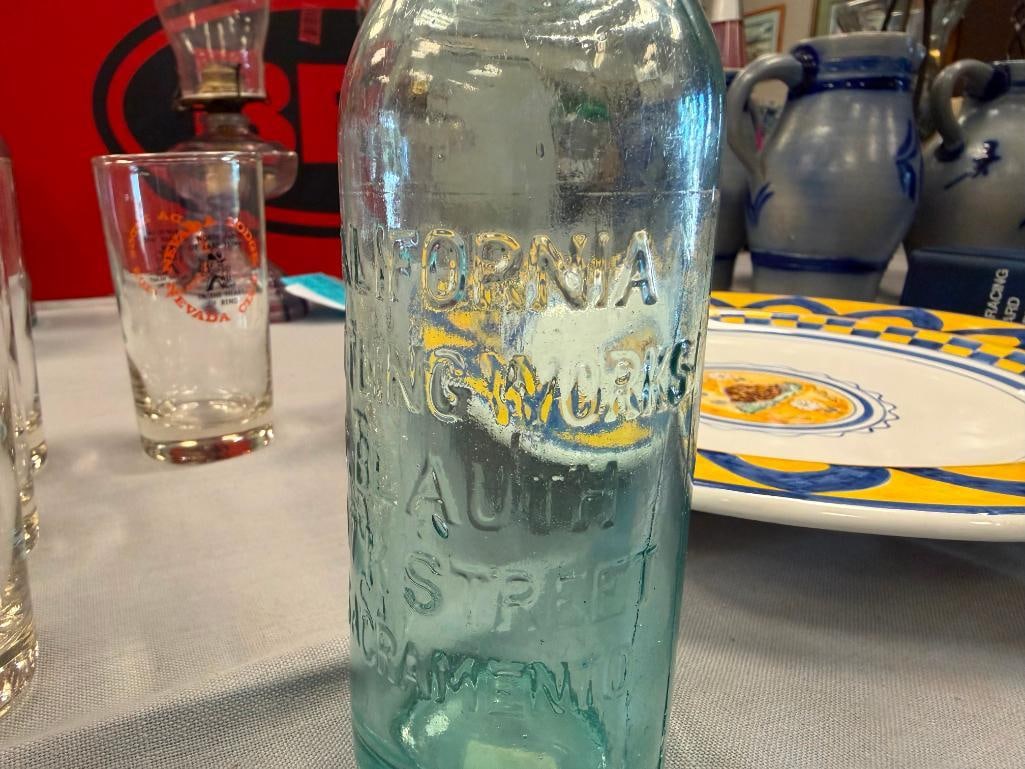 FOUR ANTIQUE CIRCA 1900 HUTCHINSON AND BLOB TOP SODA BOTTLES NCLUDNG - 6
