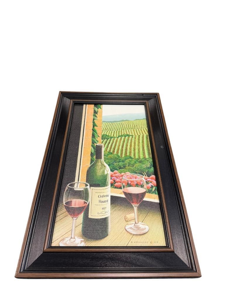 TWO PIECES OF WINE THEMED WALL ART HOME DECOR INCLUDING PRINT CHATEAU HOWARD BY S. KENNEDY 2006 (1 of 12)