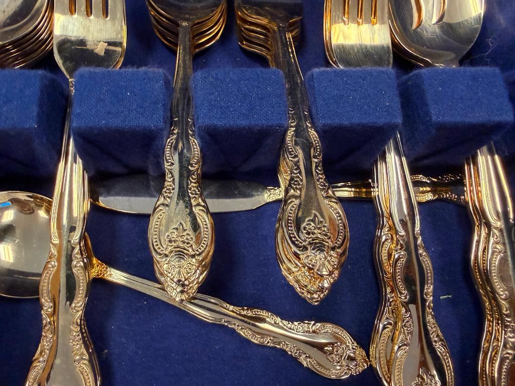 INTERNATIONAL STAINLESS STEEL GOLD PLATED FLATWARE SET - 11