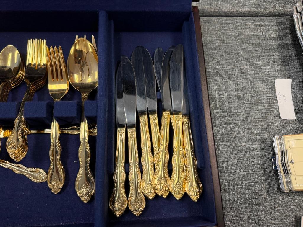 INTERNATIONAL STAINLESS STEEL GOLD PLATED FLATWARE SET - 3
