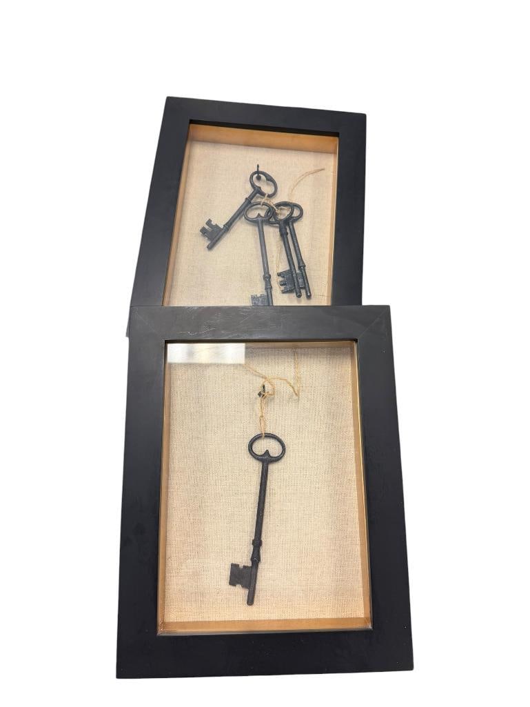CONTEMPORARY SHADOW BOXES WITH DECORATIVE SKELETON KEYS (1 of 6)