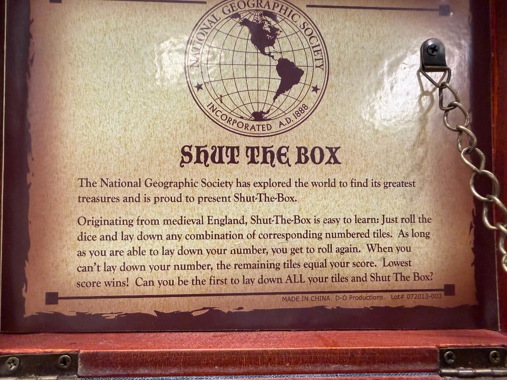 NATIONAL GEOGRAPHIC SOCIETY SHUT THE BOX GAME - 5