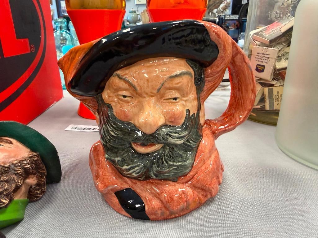 VINTAGE FALSTAFF ROYAL DOULTON CHARCTER JUG NO. D6287 PLUS FOUR BONSON'S ENGLISH CHALKWARE BUSTS - 10