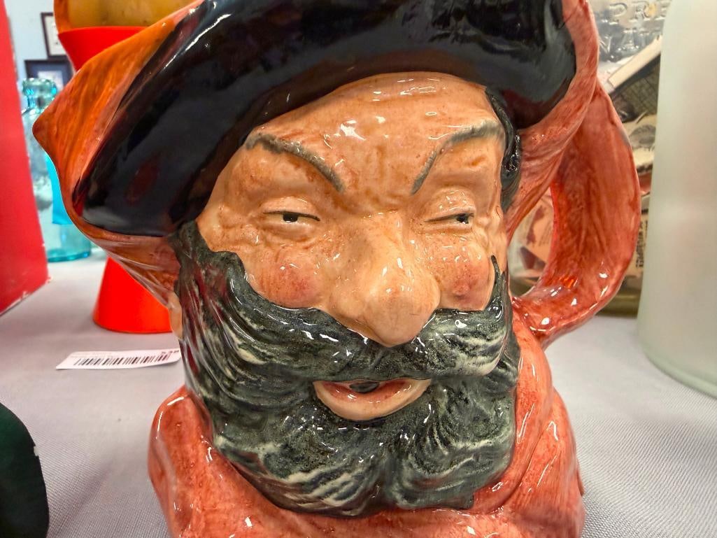 VINTAGE FALSTAFF ROYAL DOULTON CHARCTER JUG NO. D6287 PLUS FOUR BONSON'S ENGLISH CHALKWARE BUSTS - 11