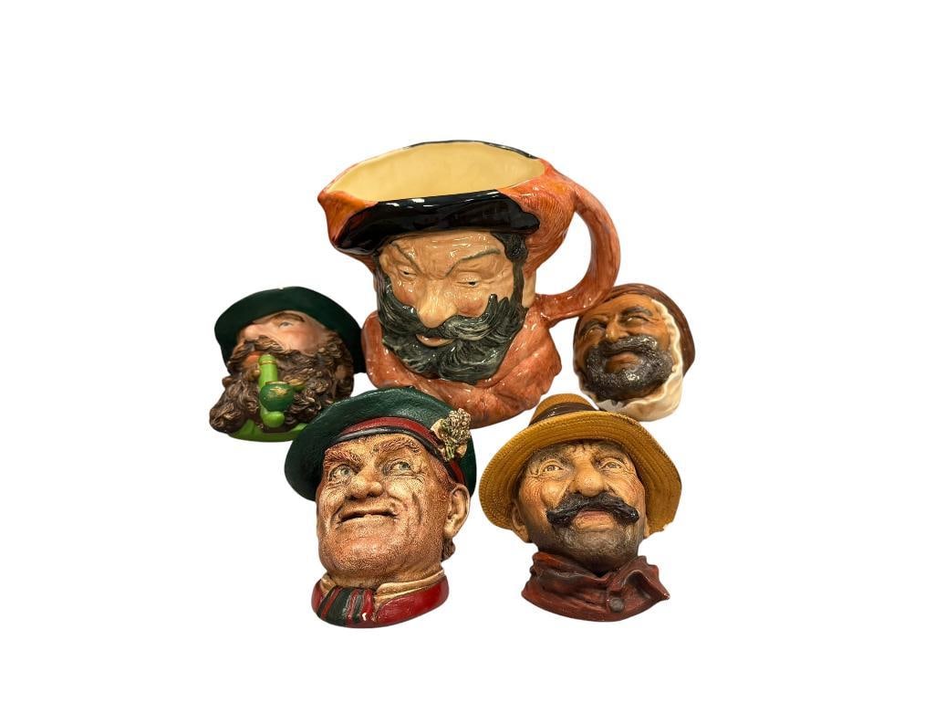 VINTAGE FALSTAFF ROYAL DOULTON CHARCTER JUG NO. D6287 PLUS FOUR BONSON'S ENGLISH CHALKWARE BUSTS (1 of 17)