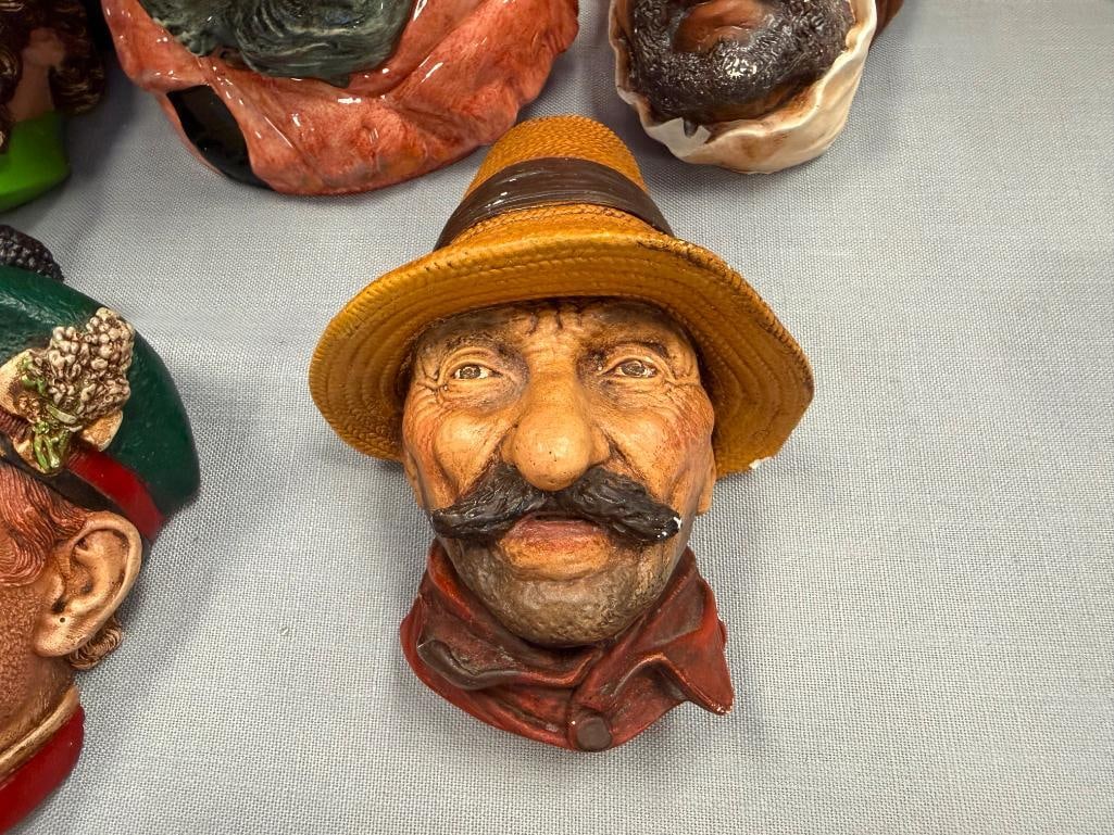 VINTAGE FALSTAFF ROYAL DOULTON CHARCTER JUG NO. D6287 PLUS FOUR BONSON'S ENGLISH CHALKWARE BUSTS - 5
