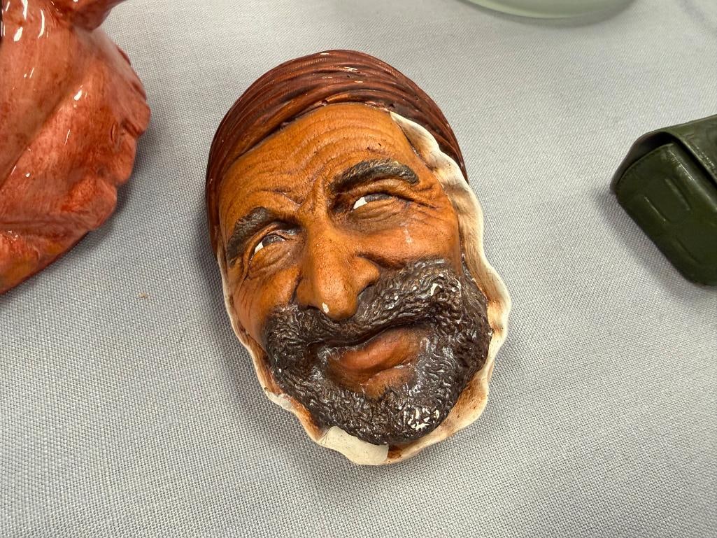 VINTAGE FALSTAFF ROYAL DOULTON CHARCTER JUG NO. D6287 PLUS FOUR BONSON'S ENGLISH CHALKWARE BUSTS - 8