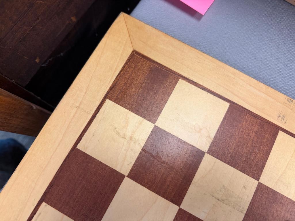 LARGE WOODEN CHESS BOARD WITH CHESS GAME PIECES - 11