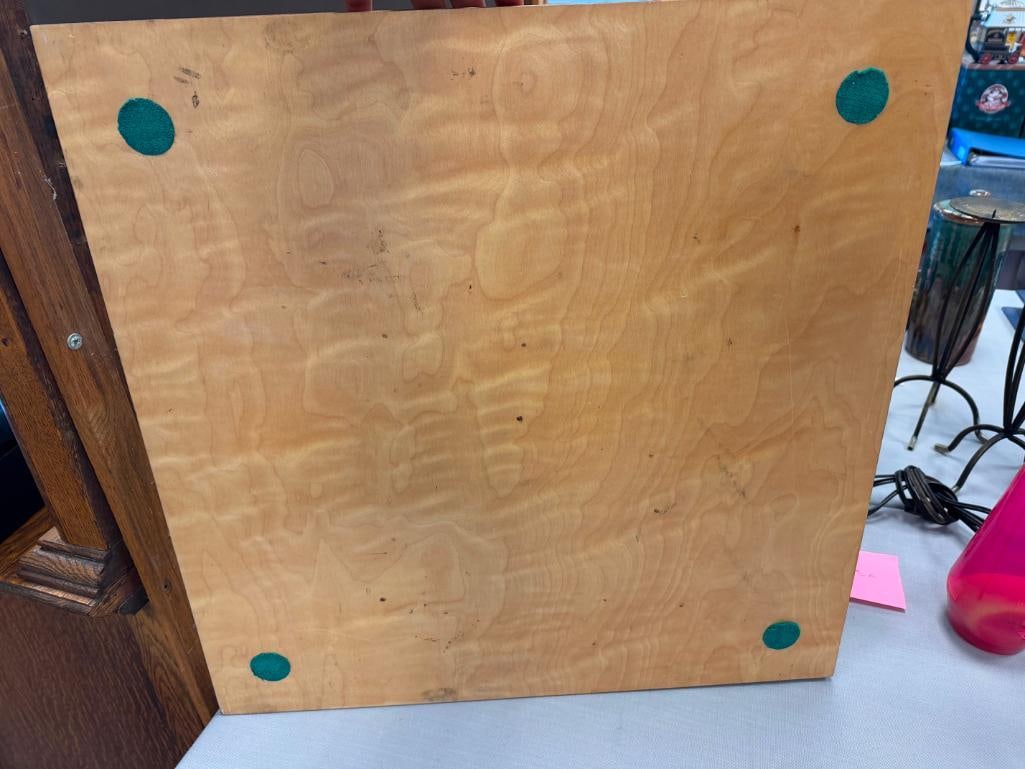 LARGE WOODEN CHESS BOARD WITH CHESS GAME PIECES - 14