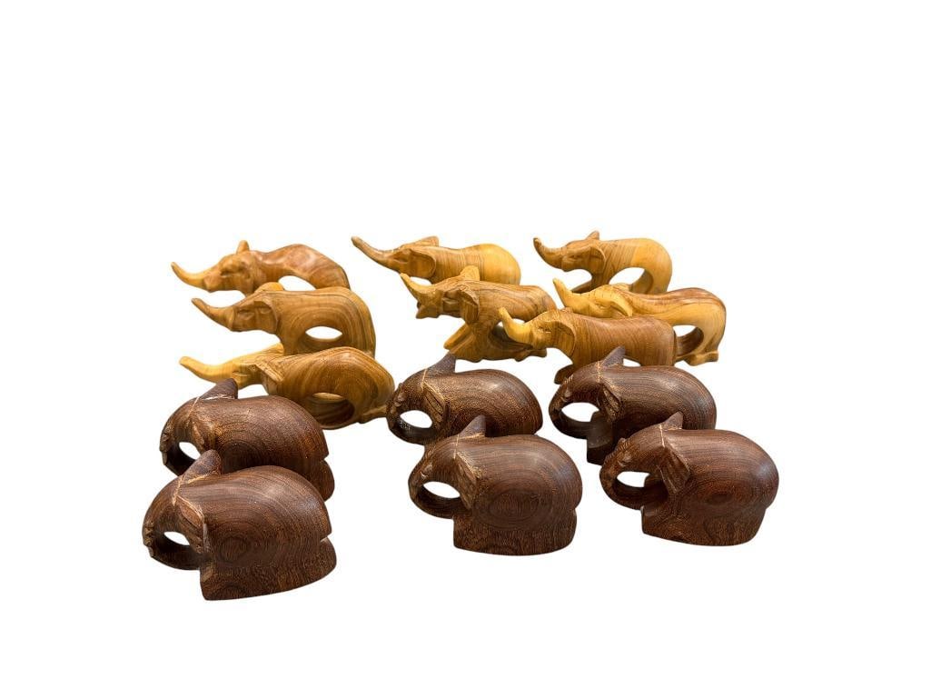 SET OF SIX AND SET OF EIGHT ELEPHANT FIGURAL NAPKIN RINGS (1 of 20)