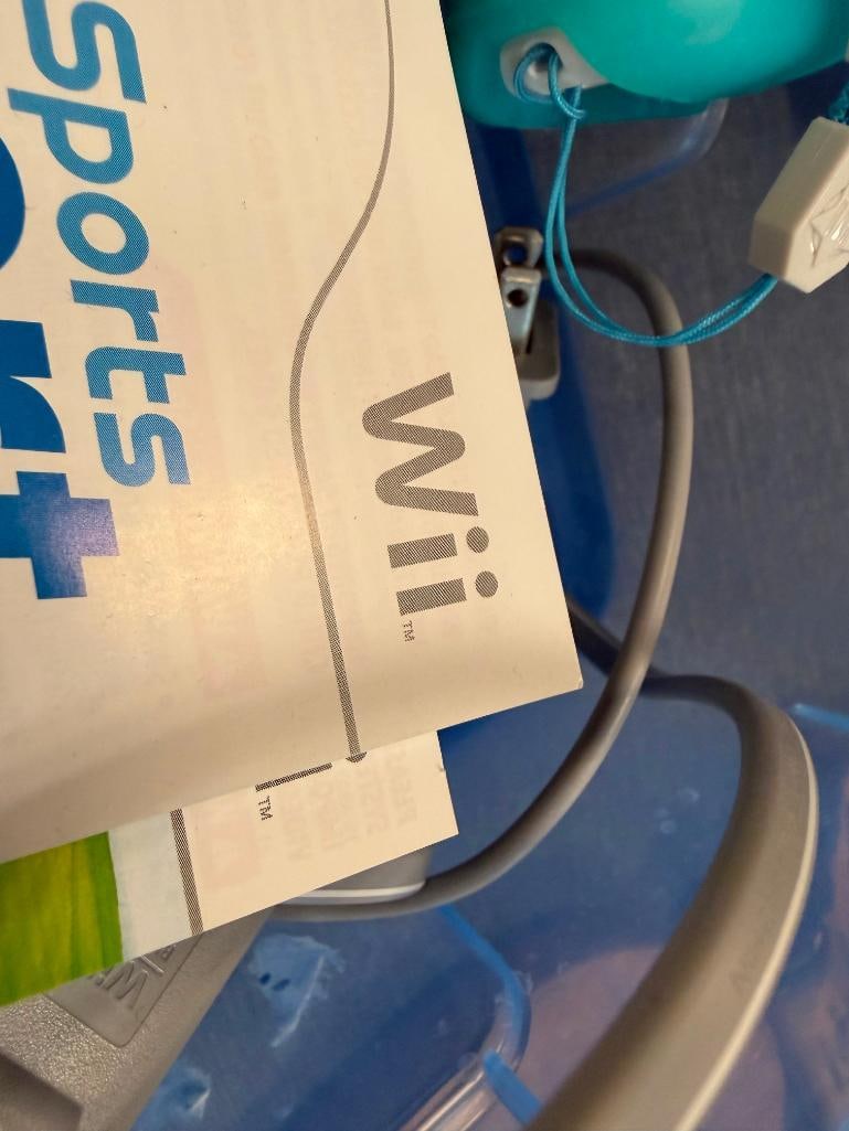 WII GAME CONSOLE POWER CORD, AV CORD, AND TWO REMOTES - 3