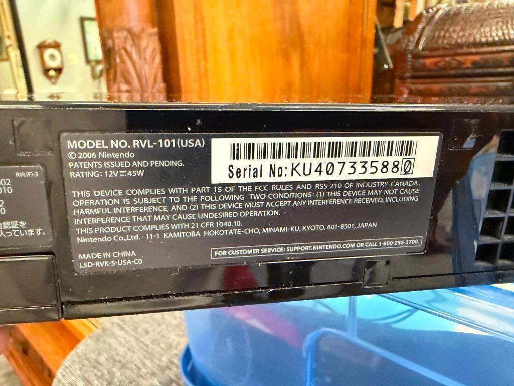 WII GAME CONSOLE POWER CORD, AV CORD, AND TWO REMOTES - 7