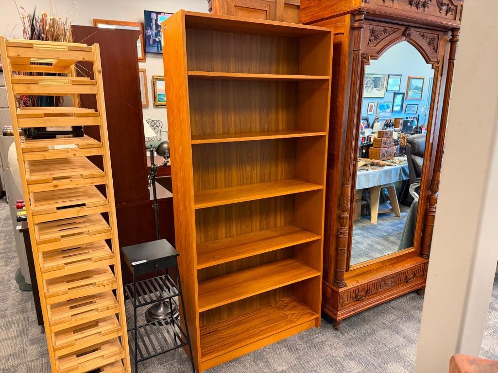 MID-CENTURY DANISH MODERN 5-TIER BOOKCASE TEAK GRAIN - 3