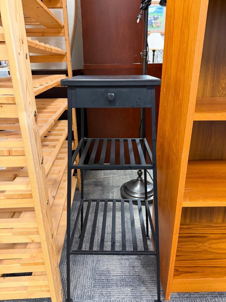 HEAVY GAUGE METAL TWO TIER PLANT STAND WITH STORAGE DRAWER - 3