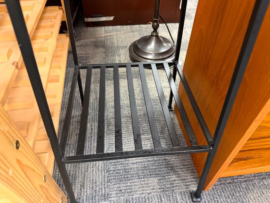 HEAVY GAUGE METAL TWO TIER PLANT STAND WITH STORAGE DRAWER - 6
