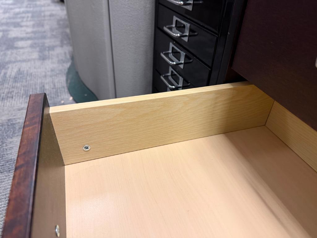 FIVE-DRAWER DARK FINISH ROLLING STORAGE CABINET - 10