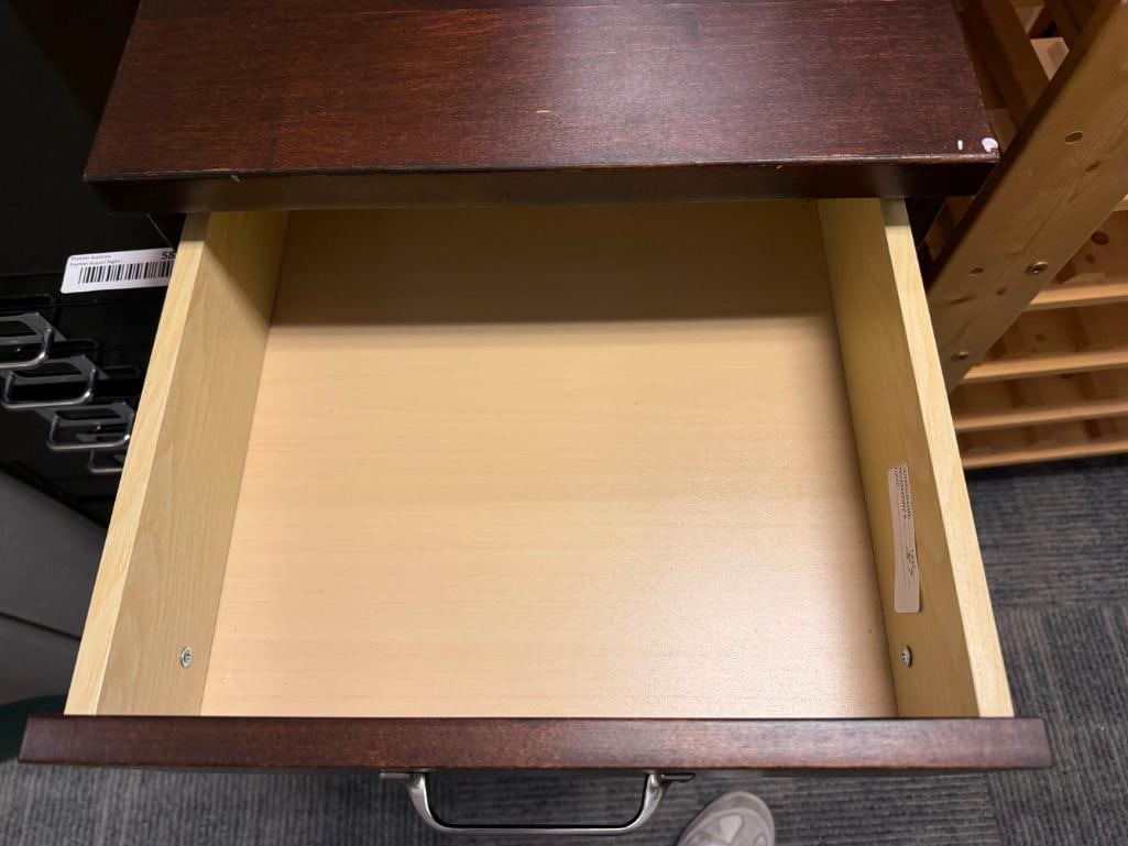 FIVE-DRAWER DARK FINISH ROLLING STORAGE CABINET - 6
