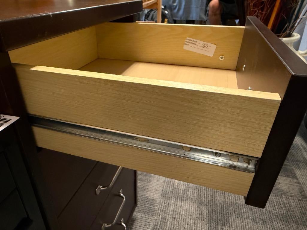FIVE-DRAWER DARK FINISH ROLLING STORAGE CABINET - 8
