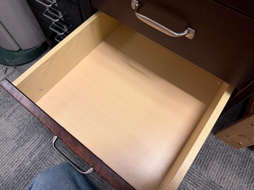 FIVE-DRAWER DARK FINISH ROLLING STORAGE CABINET - 9