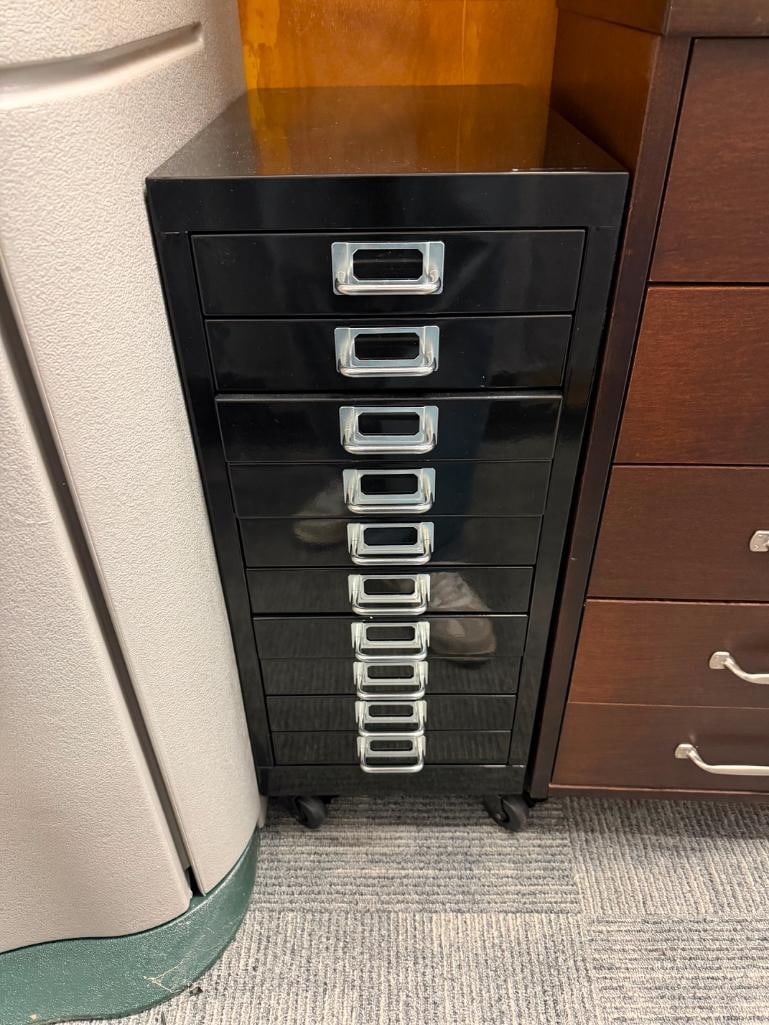 TEN-DRAWER ROLLING METAL STORAGE CABINET WITH SILVER FINISH HARDWARE - 2