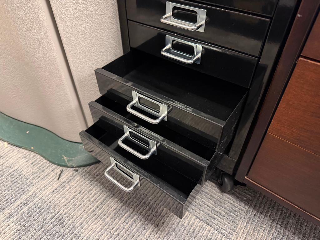 TEN-DRAWER ROLLING METAL STORAGE CABINET WITH SILVER FINISH HARDWARE - 8