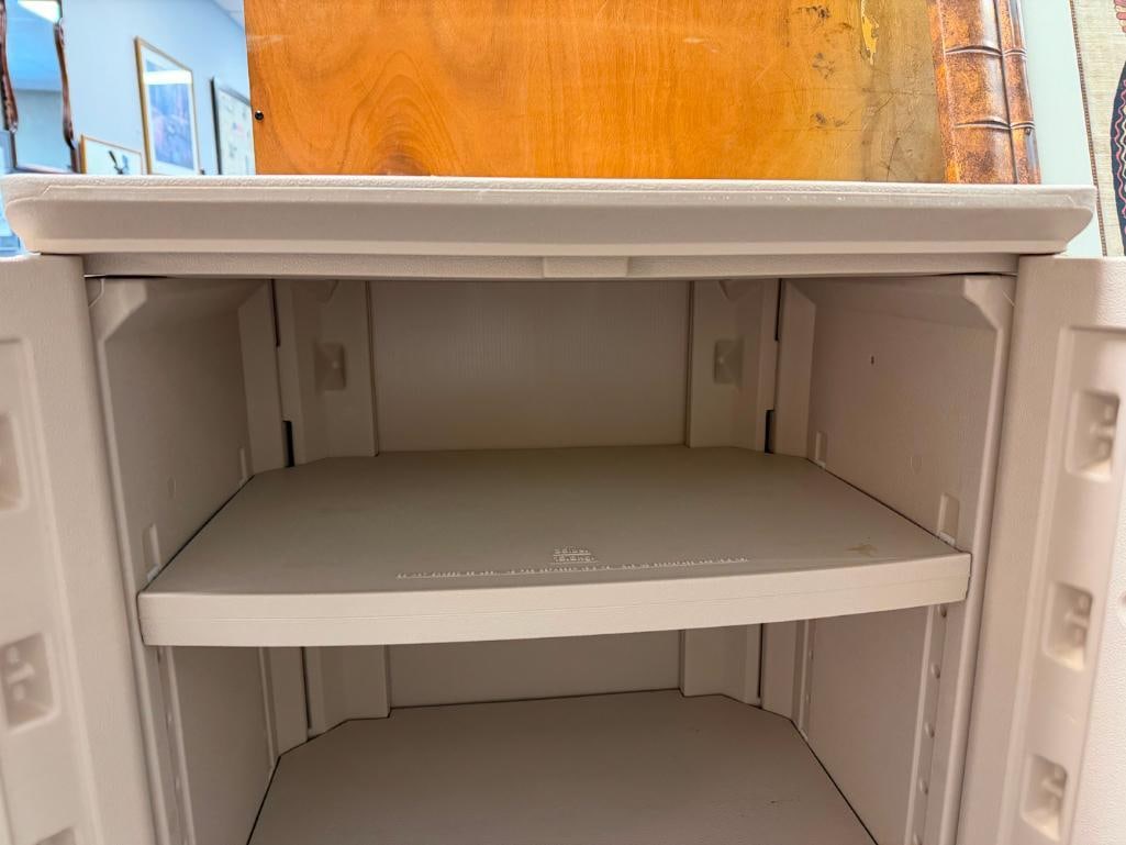 RUBBERMAID POLY OUTDOOR STORAGE CABINET WITH FOUR SHELVES - 4