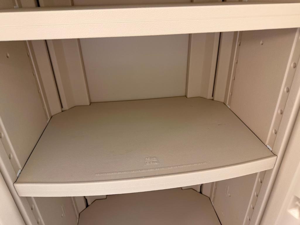 RUBBERMAID POLY OUTDOOR STORAGE CABINET WITH FOUR SHELVES - 5