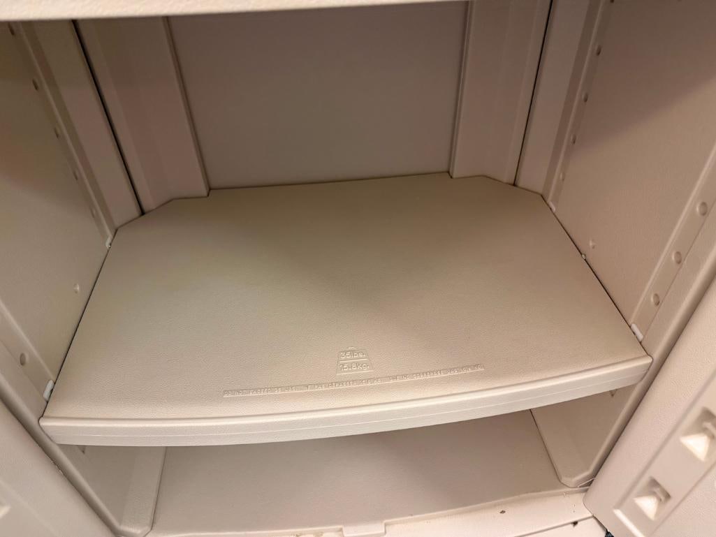 RUBBERMAID POLY OUTDOOR STORAGE CABINET WITH FOUR SHELVES - 7