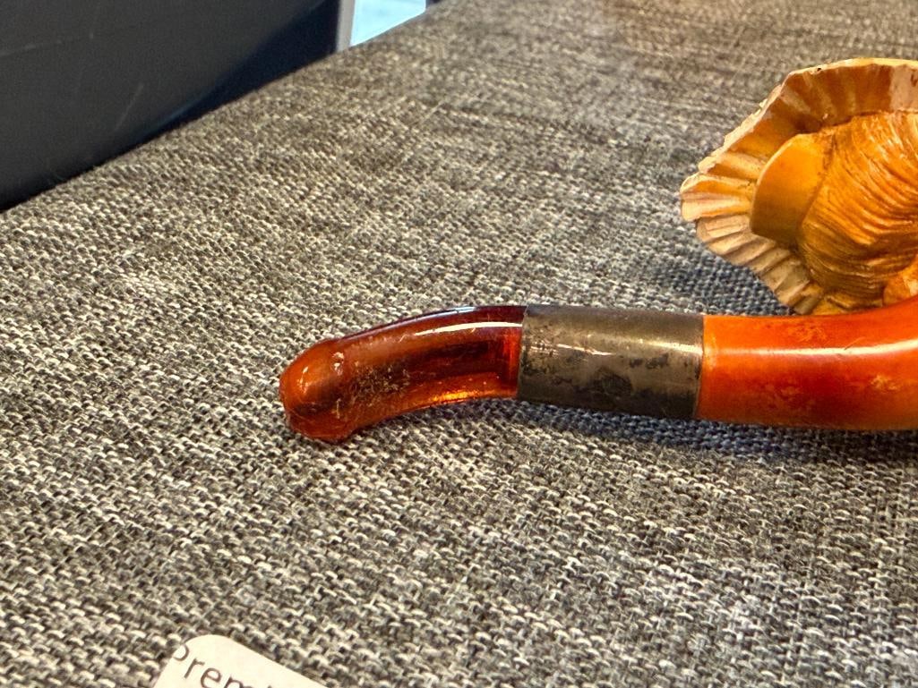 ANTIQUE FRENCH HAND CARVED MEERSCHAUM FIGURAL TOBACCO PIPE ECUME DE PARIS - 6