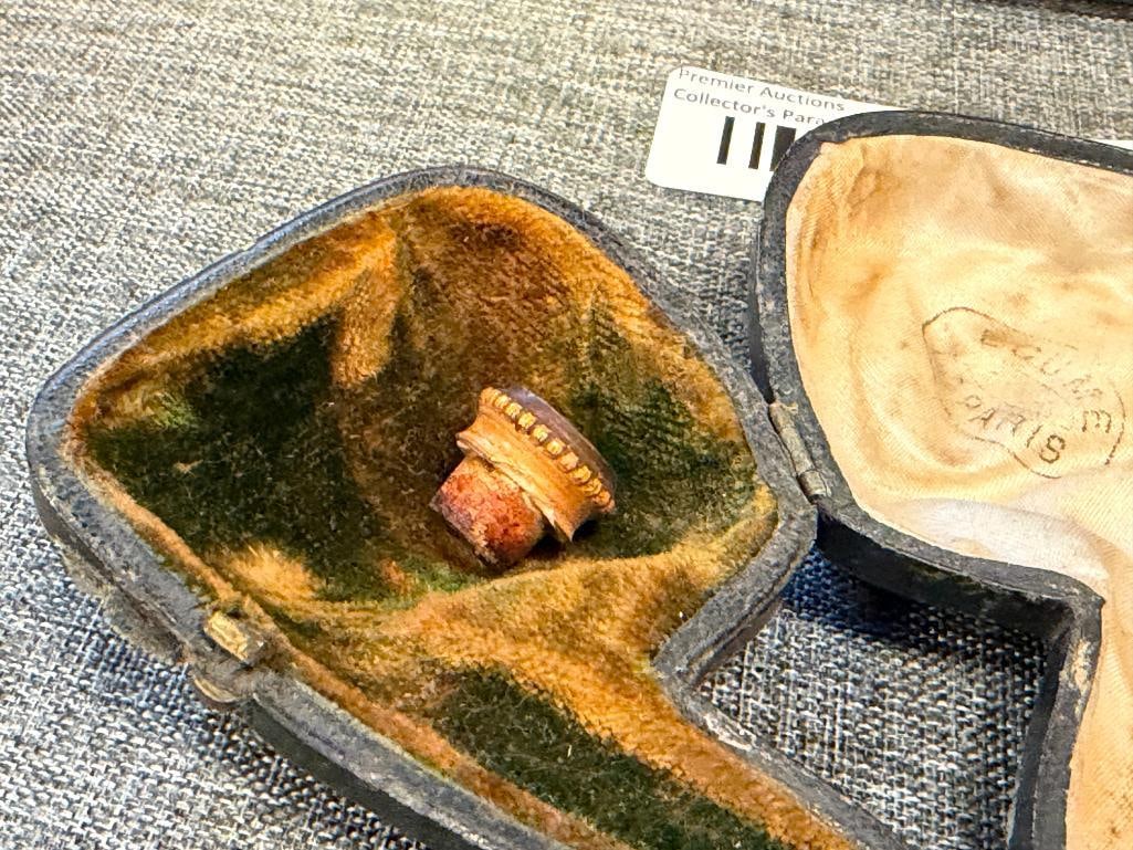 ANTIQUE FRENCH HAND CARVED MEERSCHAUM FIGURAL TOBACCO PIPE ECUME DE PARIS - 8