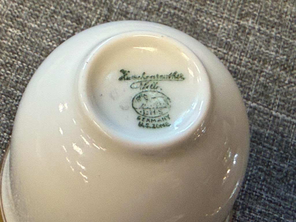 HUTSCHENREUTHER CHINA GERMAN BAVARIA CUP WITH STERLING SILVER HANDLE MADE IN U.S. ZONE 26 GRAMS - 6