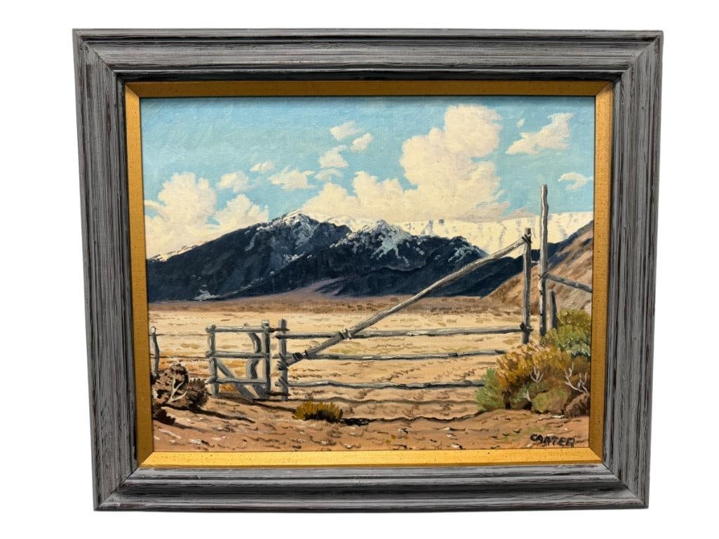 GEORGE CARTER PROLIFIC RENO, NV ARTIST ORIGINAL OIL ON CANVAS PAINTING DESERT LANDSCAPE (1 of 8)
