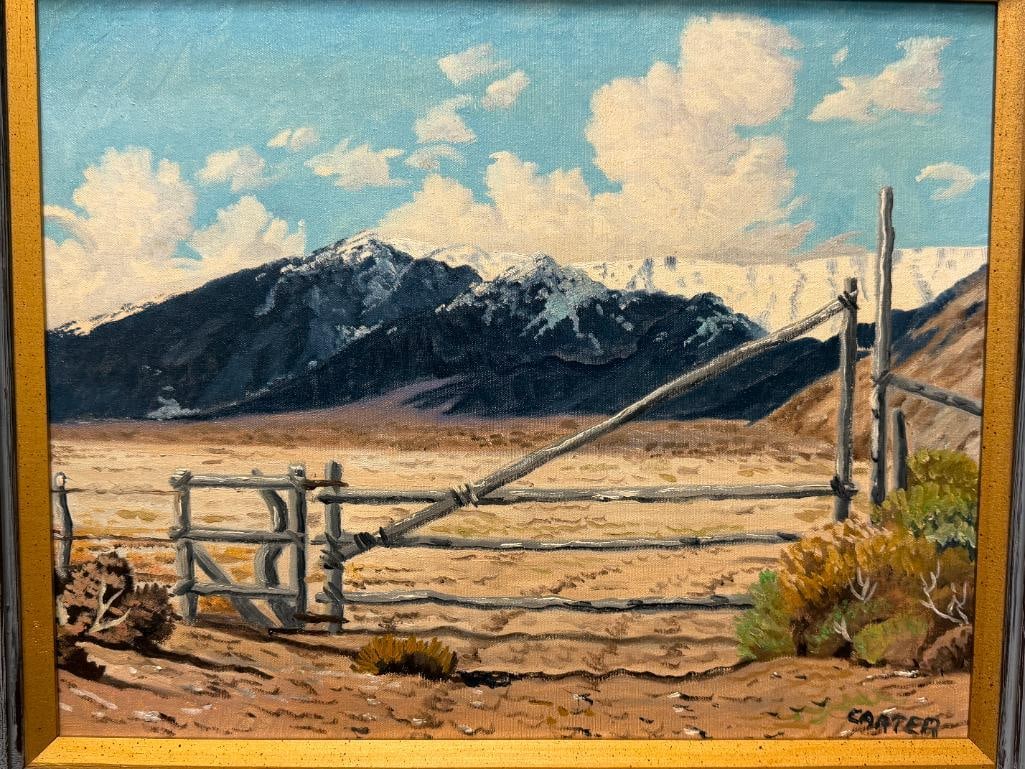 GEORGE CARTER PROLIFIC RENO, NV ARTIST ORIGINAL OIL ON CANVAS PAINTING DESERT LANDSCAPE - 2