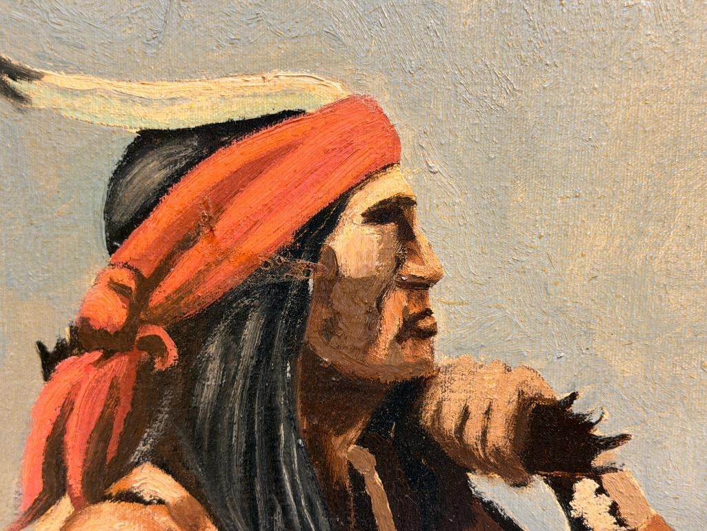 GEORGE CARTER PROLIFIC RENO, NV ARTIST ORIGINAL OIL ON CANVAS PAINITNG TITLED STILL WATER HUNT '66 - 4