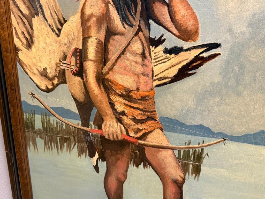 GEORGE CARTER PROLIFIC RENO, NV ARTIST ORIGINAL OIL ON CANVAS PAINITNG TITLED STILL WATER HUNT '66 - 5