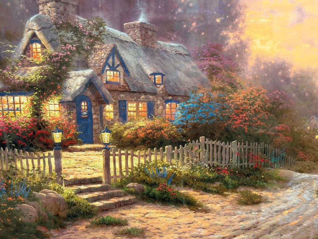 THOMAS KINKADE PAINTER OF LIFE LIMITED EDITION PRINT TEACUP COTTAGE NO. 1101/2850 - 3