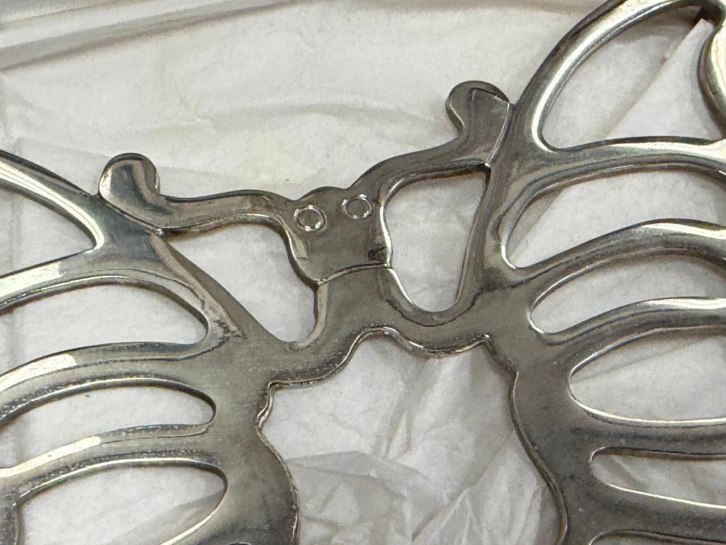 VINTAGE F.B. ROGERS SILVERPLATE BUTTERFLY TRIVET MADE IN ITALY - 4