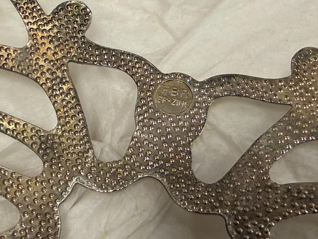 VINTAGE F.B. ROGERS SILVERPLATE BUTTERFLY TRIVET MADE IN ITALY - 6