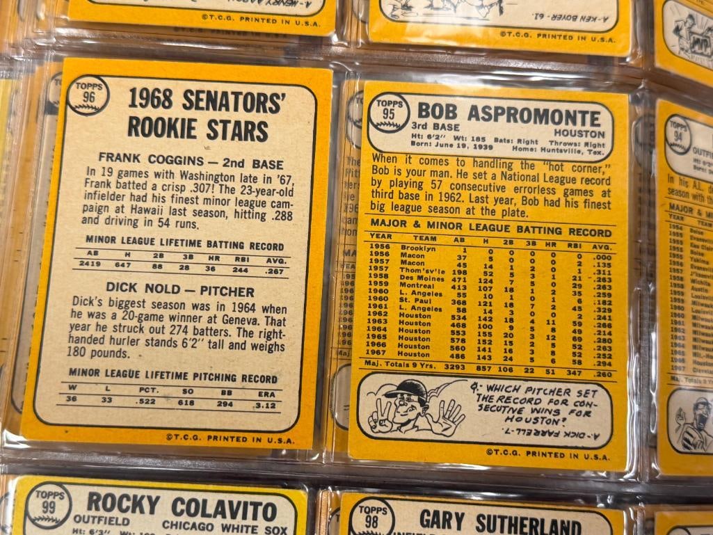 1968 TOPPS BASEBALL CARD SET NEAR COMPLETE WITH STARS AND HALL OF FAMERS - 19