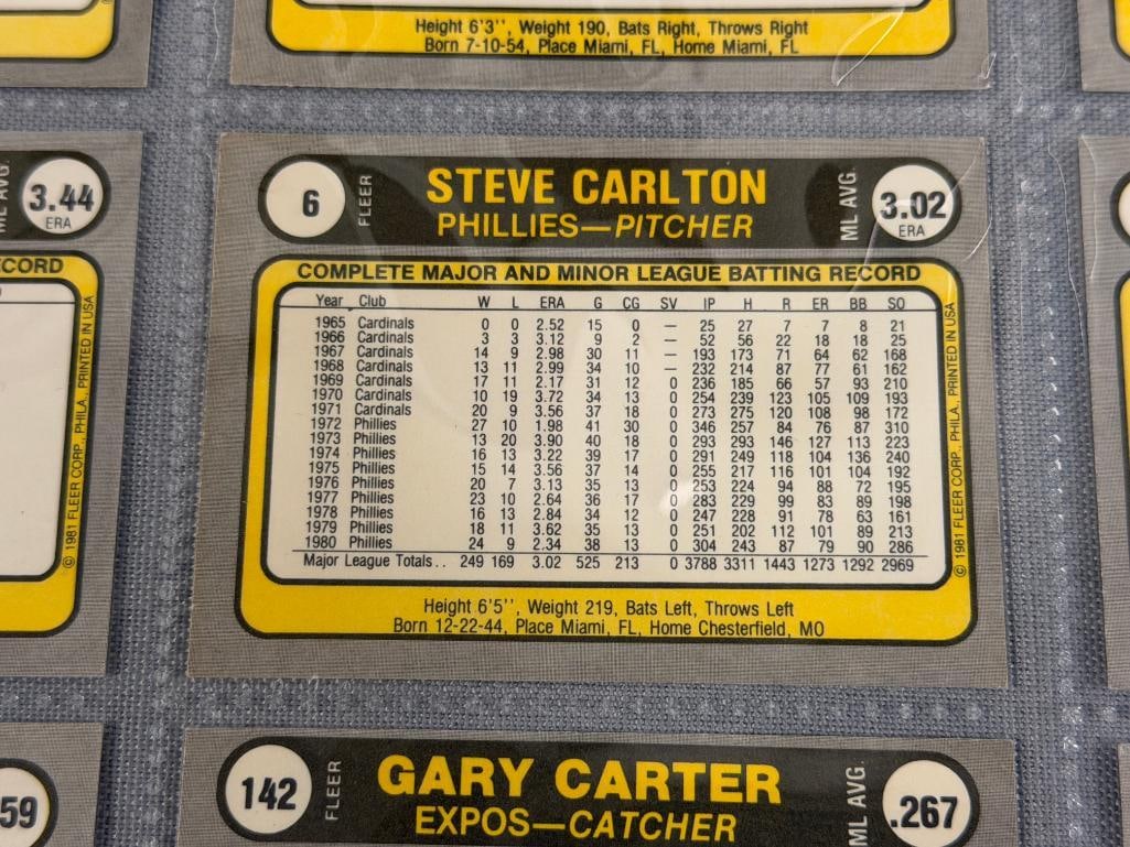 1981 FLEER HALL OF FAME BASEBALL CARDS MIKE SCHMIDT, OZZIE SMITH, PHIL NIEKRO - 8
