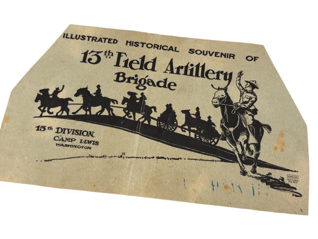 1918 ILLUSTRATED HISTORICAL SOUVENIR OF THE 13TH FIELD ARTILLERY BRIGADE CAMP LEWIS, WA. (1 of 11)
