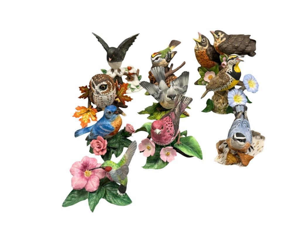 LENOX GARDEN BIRDS PORCELAIN FIGURINES TOTAL OF TEN WITH DISPLAY SHELF 1985-2020 RETIRED (1 of 9)